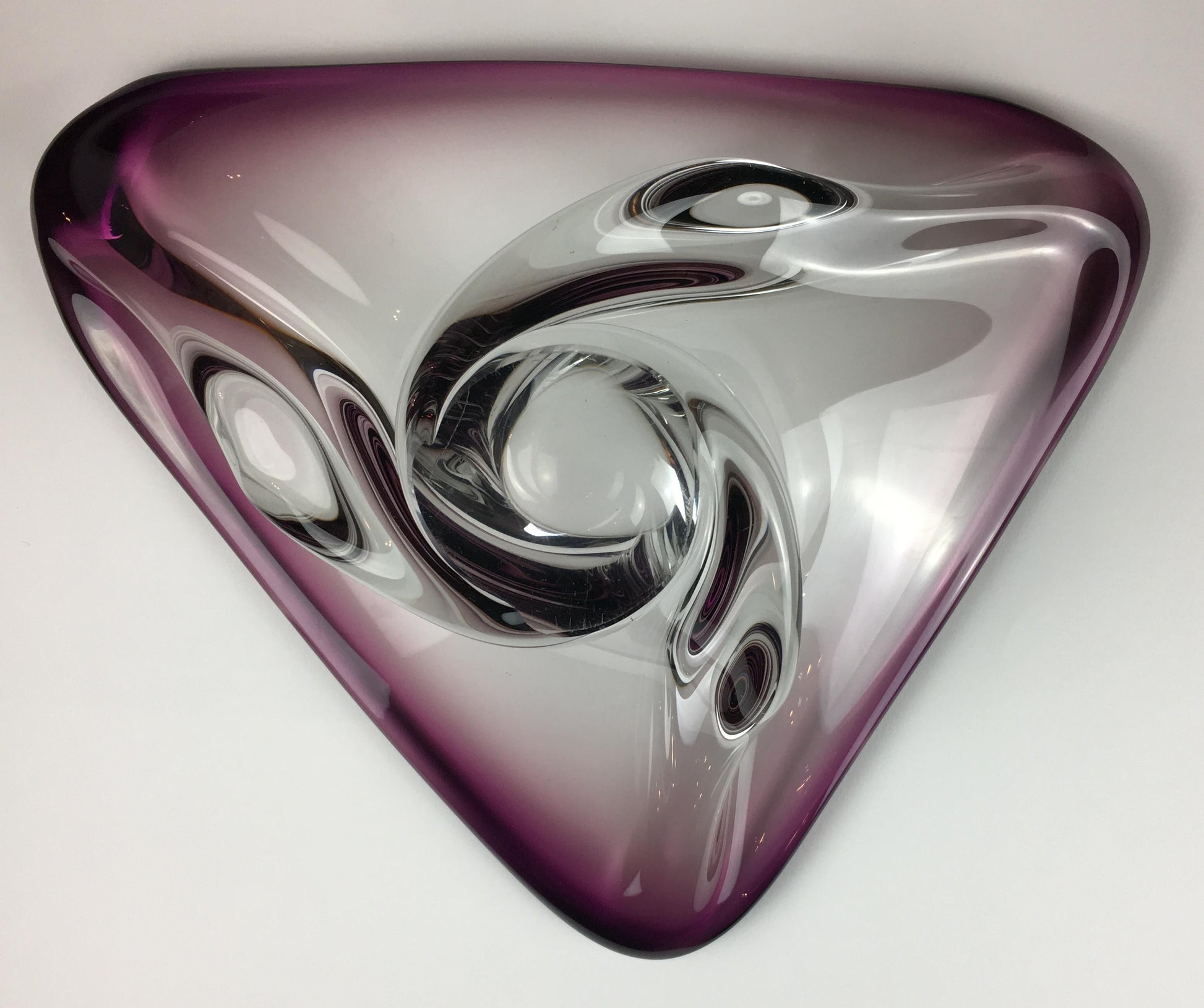 Val Saint Lambert Midcentury Art Glass Bowl Centerpiece — detail 11