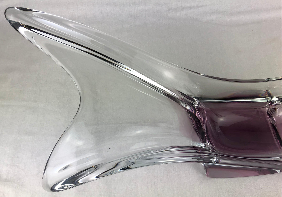 French Clear Crystal Sculptural Art Glass Centerpiece Attributed to Schneider — detail 12