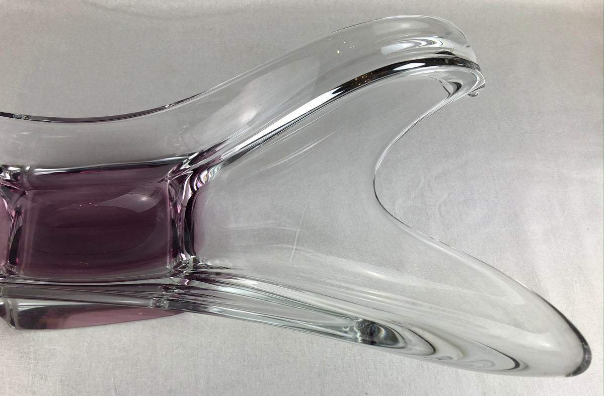 French Clear Crystal Sculptural Art Glass Centerpiece Attributed to Schneider — detail 13