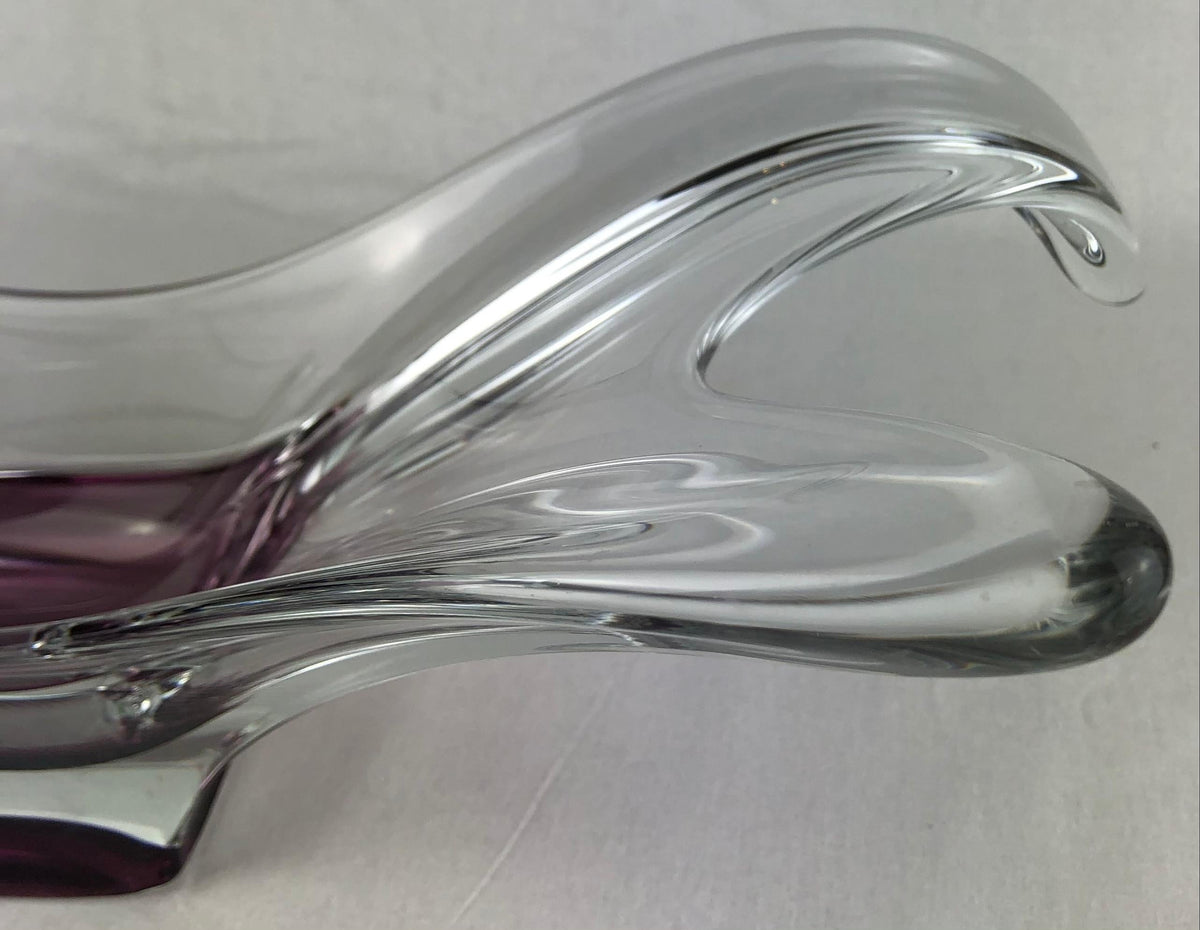 French Clear Crystal Sculptural Art Glass Centerpiece Attributed to Schneider — detail 3