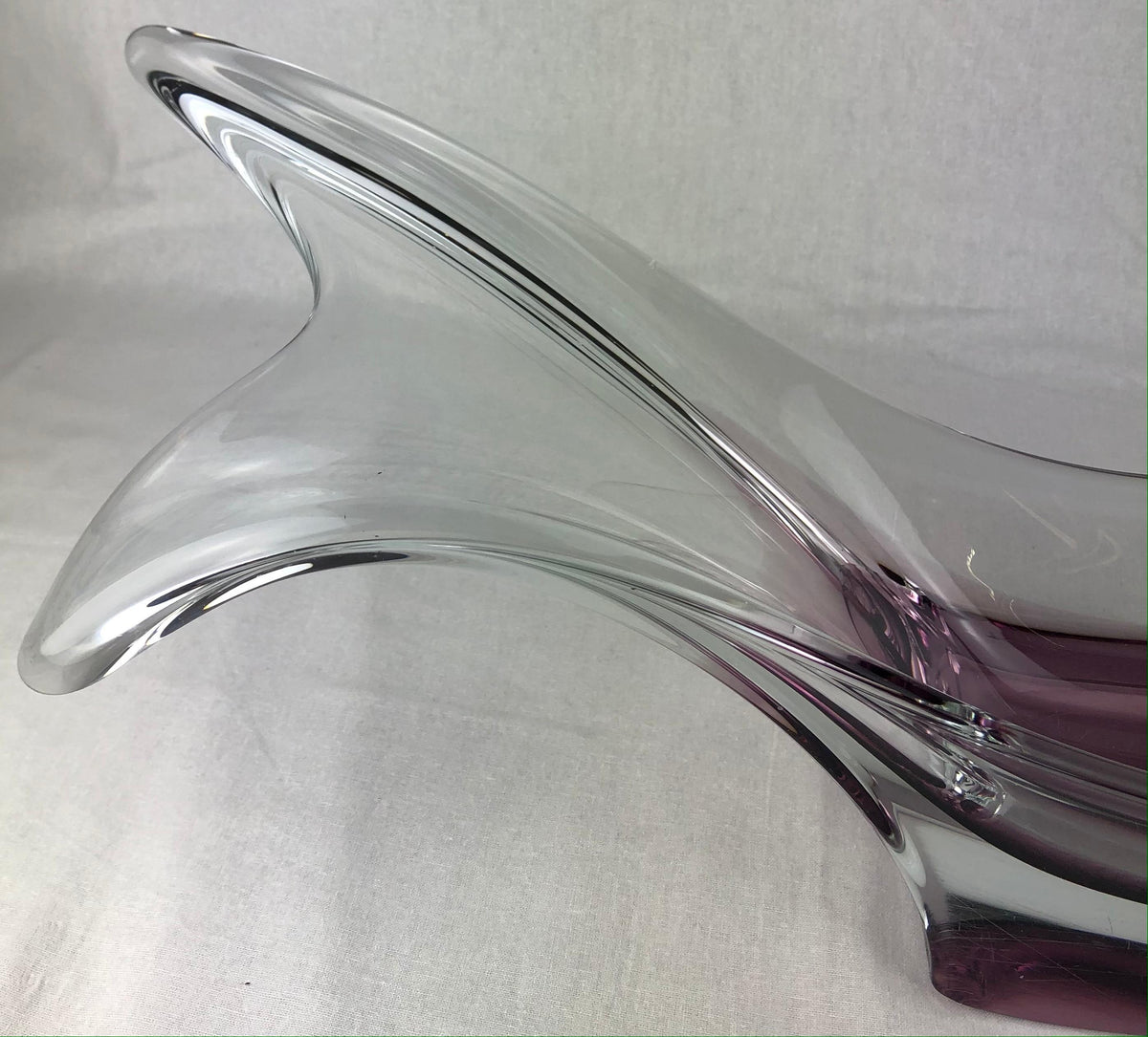French Clear Crystal Sculptural Art Glass Centerpiece Attributed to Schneider — detail 2