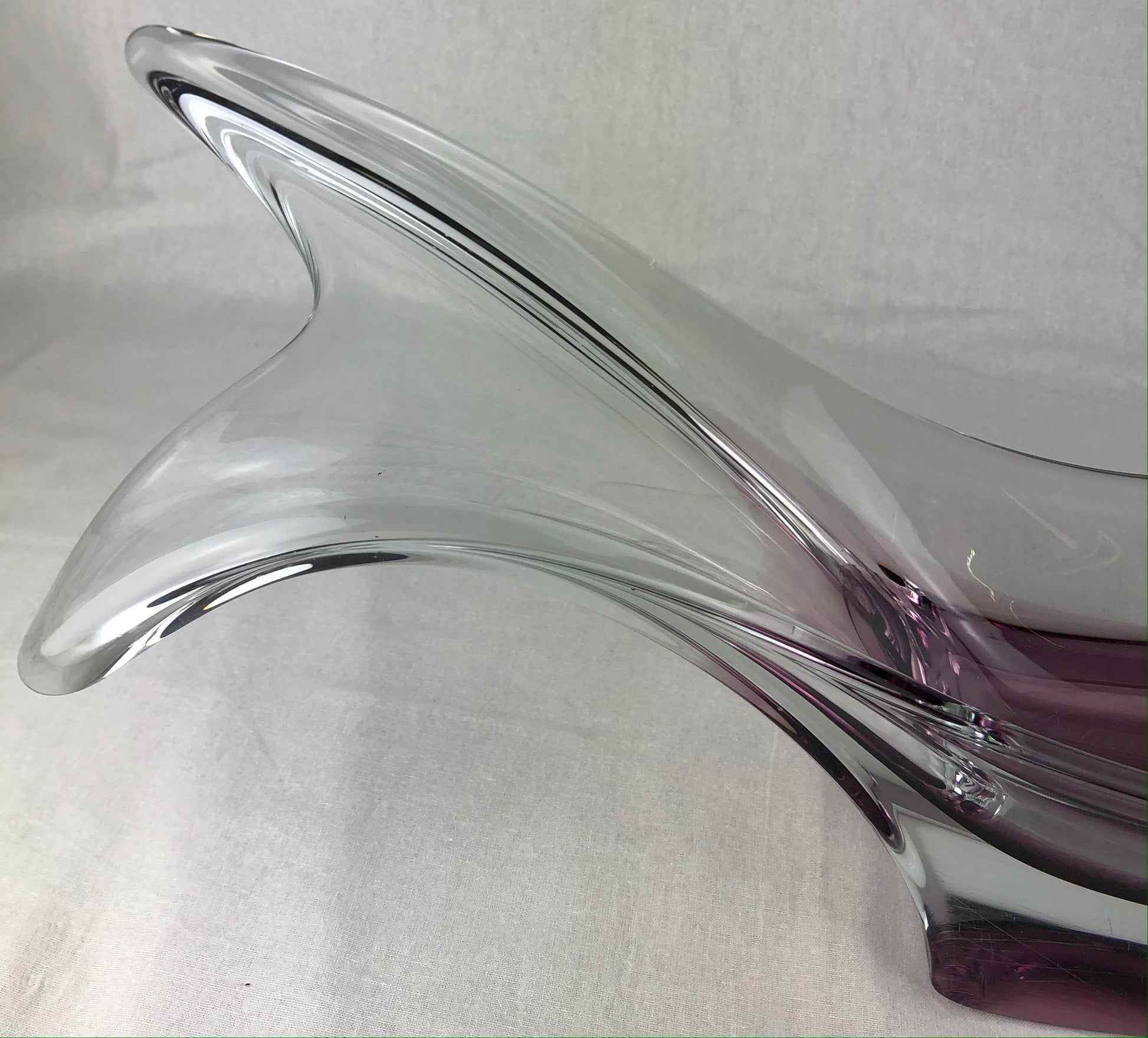 French Clear Crystal Sculptural Art Glass Centerpiece Attributed to Schneider — detail 2