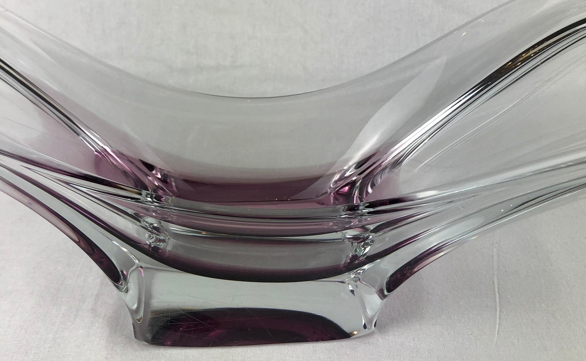 French Clear Crystal Sculptural Art Glass Centerpiece Attributed to Schneider — detail 9