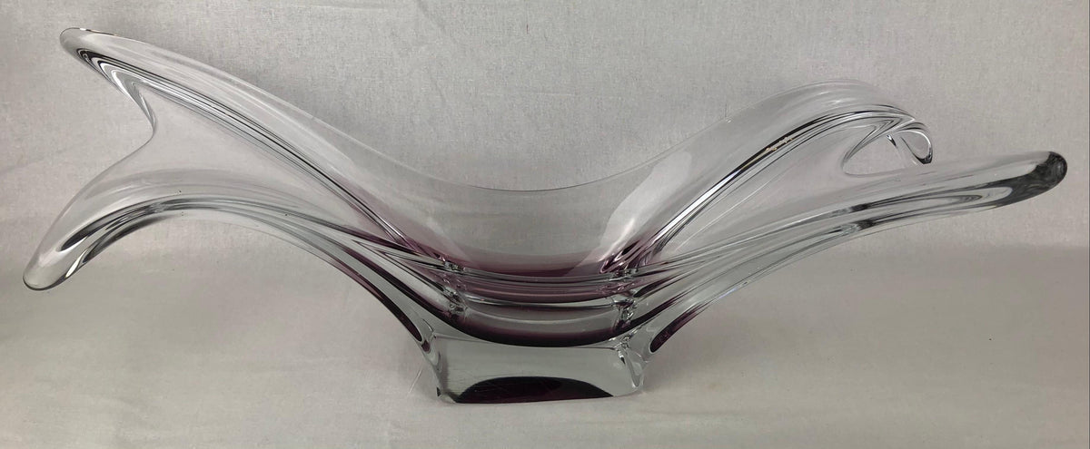French Clear Crystal Sculptural Art Glass Centerpiece Attributed to Schneider — detail 10