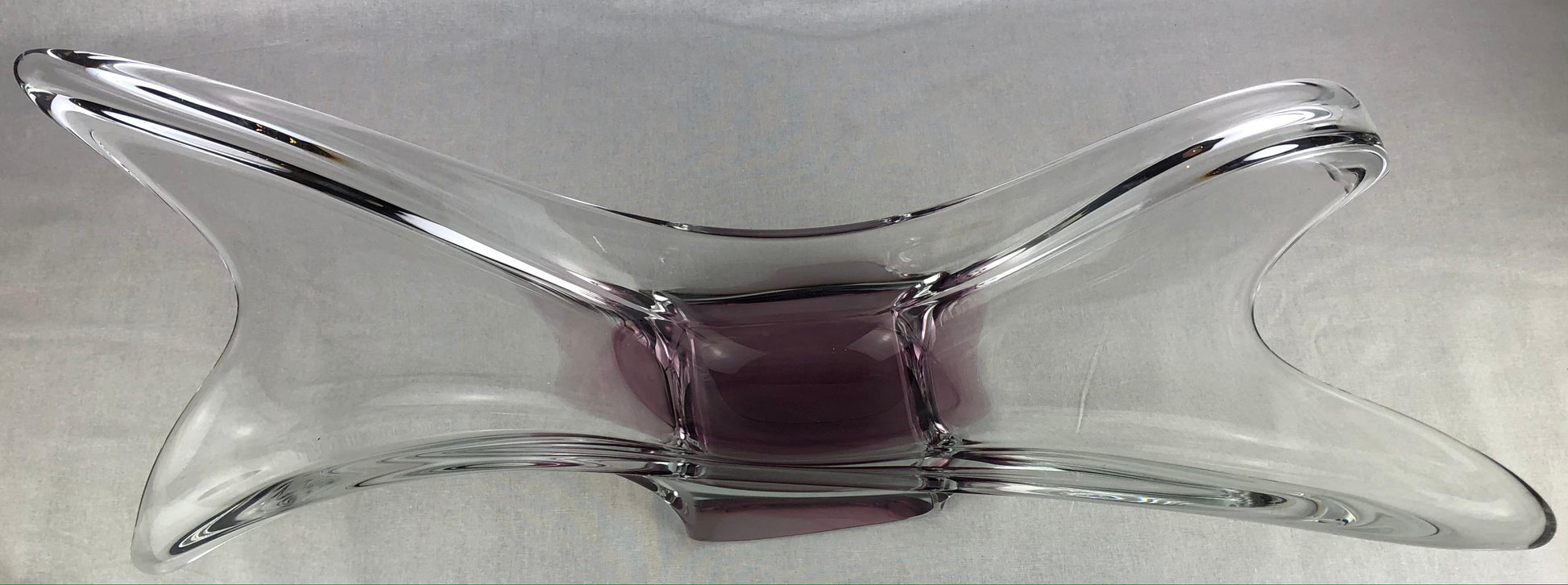 French Clear Crystal Sculptural Art Glass Centerpiece Attributed to Schneider — detail 11