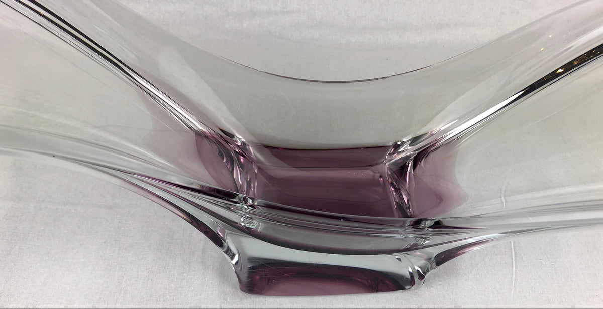 French Clear Crystal Sculptural Art Glass Centerpiece Attributed to Schneider — detail 4