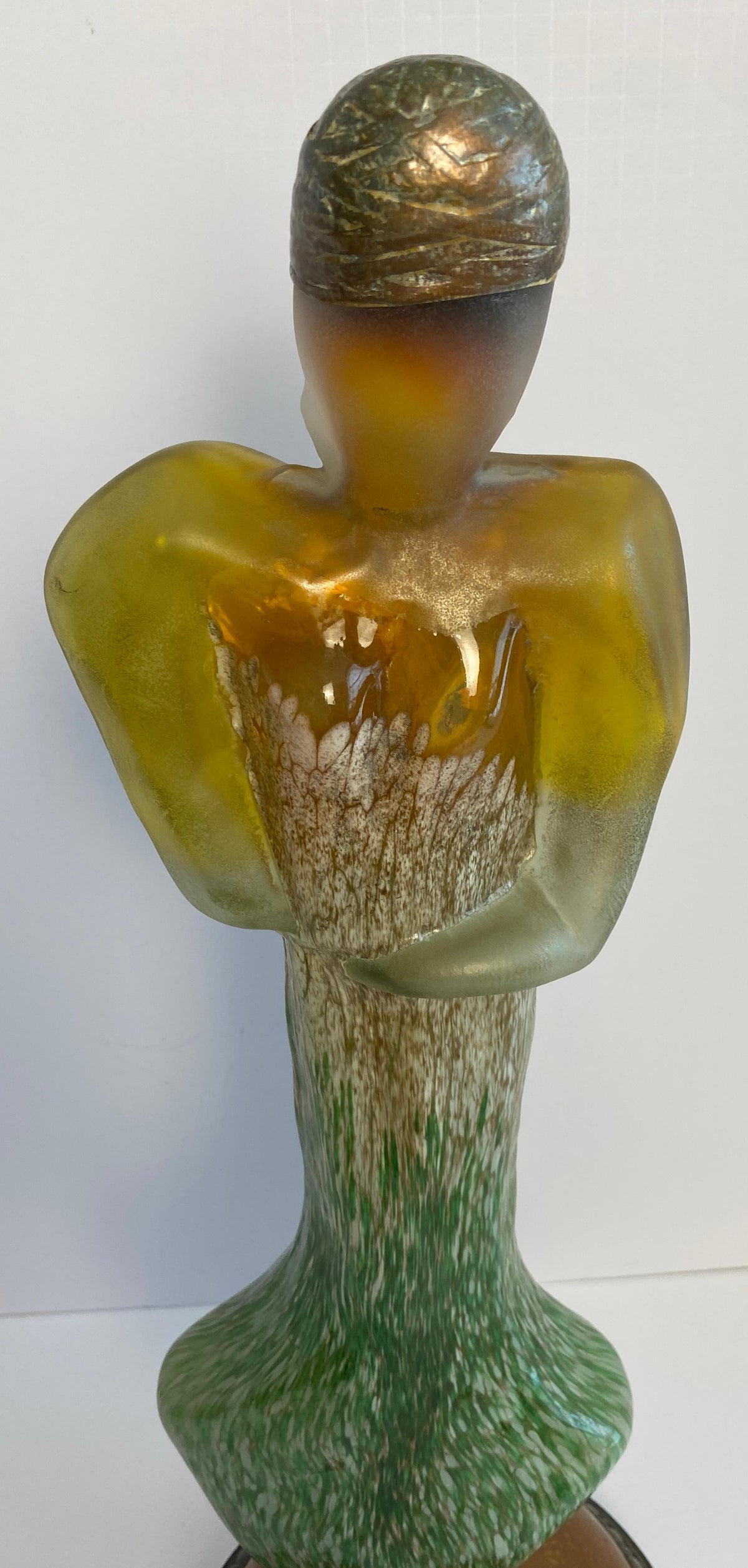 Modern Art Glass Sculpture of a Woman, Art Deco Style Glass Figurative Statue — detail 3