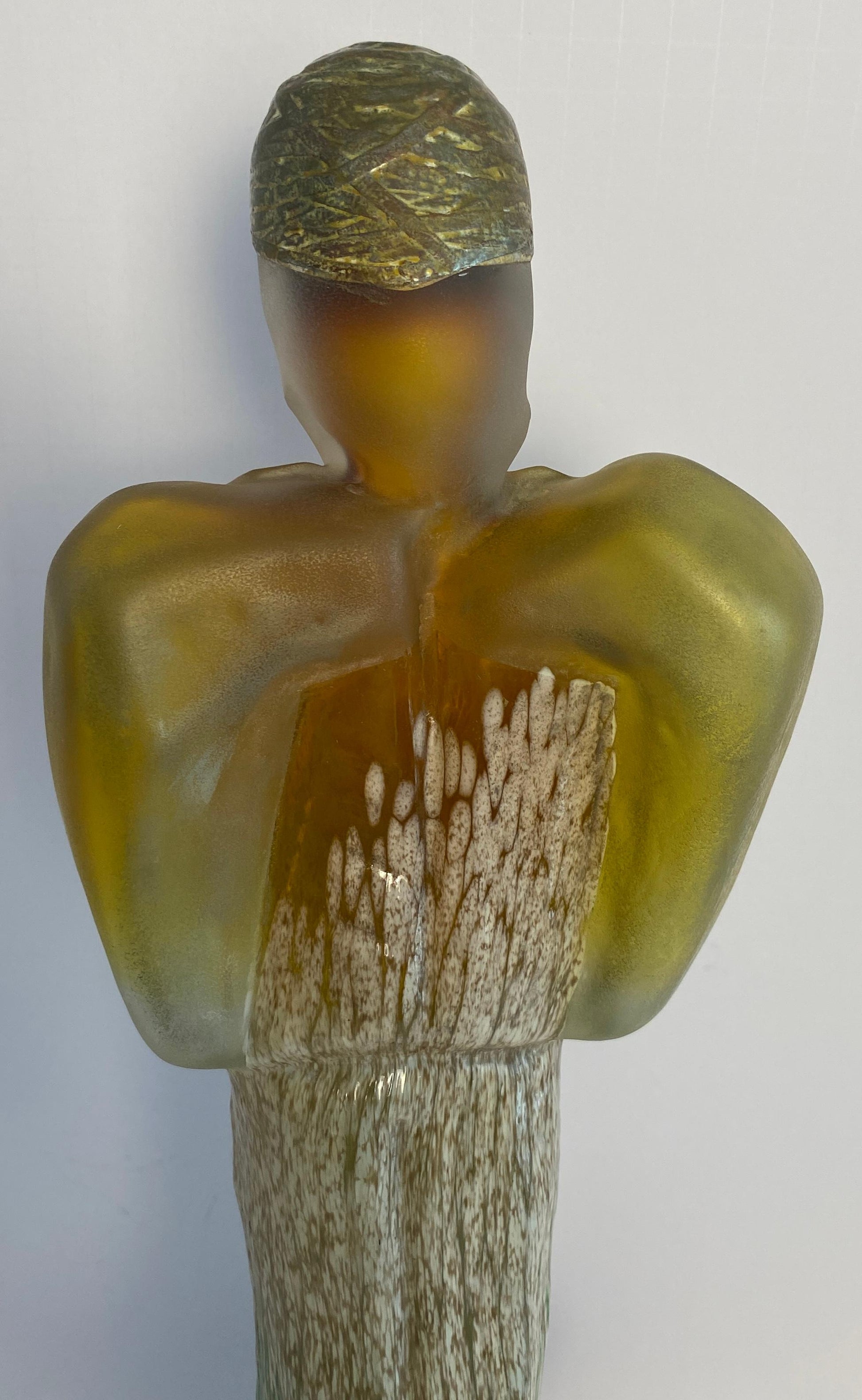 Modern Art Glass Sculpture of a Woman, Art Deco Style Glass Figurative Statue — detail 5