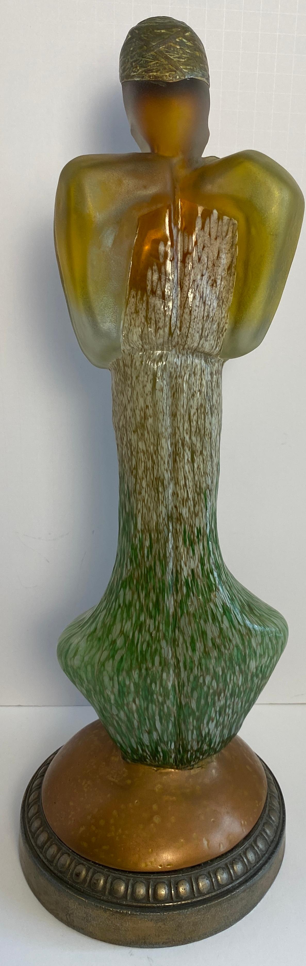 Modern Art Glass Sculpture of a Woman, Art Deco Style Glass Figurative Statue — detail 6