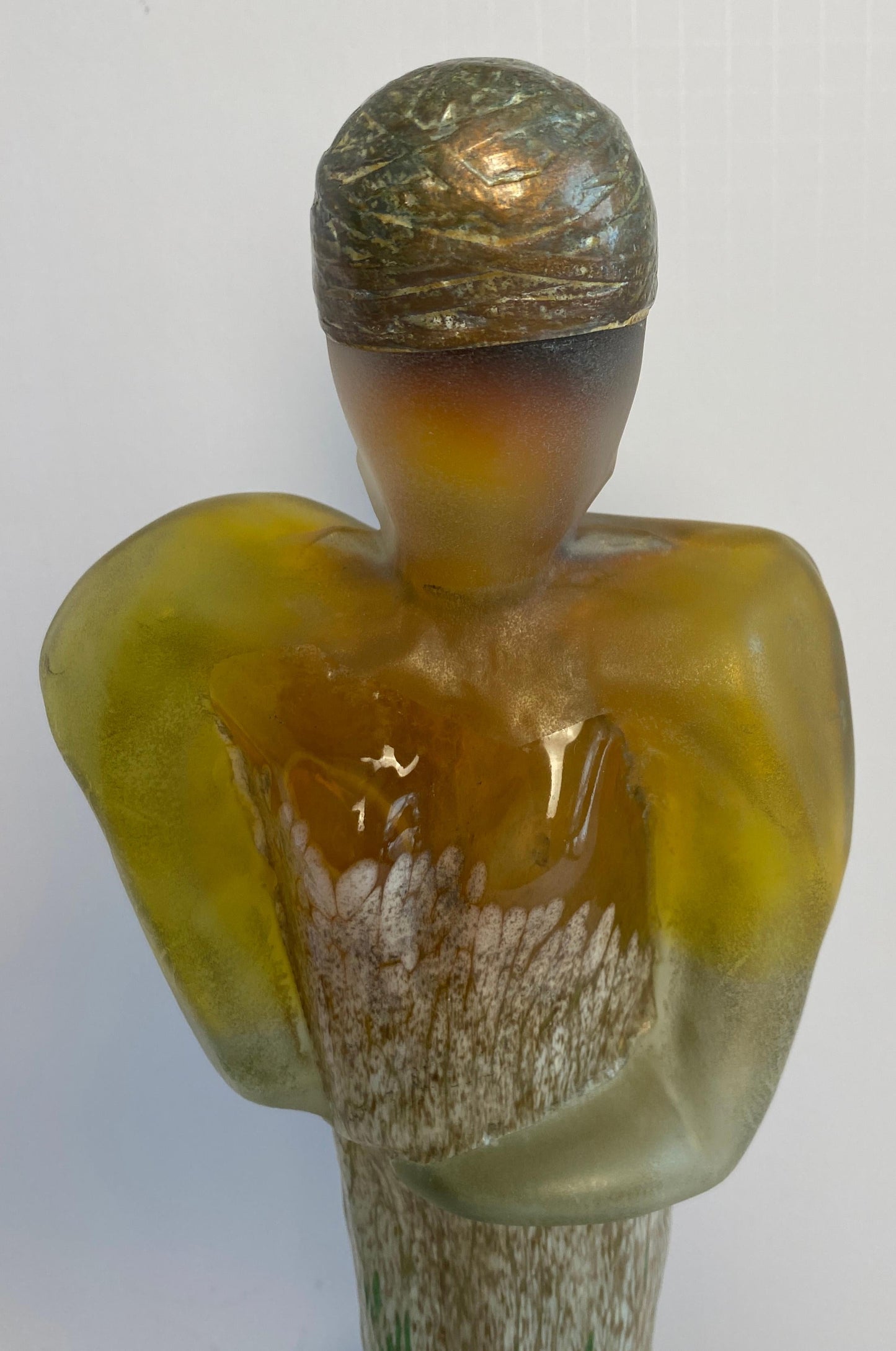 Modern Art Glass Sculpture of a Woman, Art Deco Style Glass Figurative Statue — detail 7