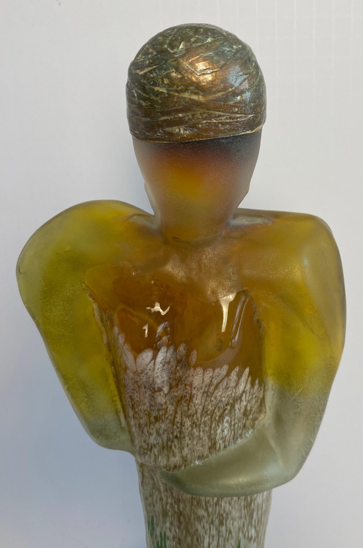 Modern Art Glass Sculpture of a Woman, Art Deco Style Glass Figurative Statue — detail 7