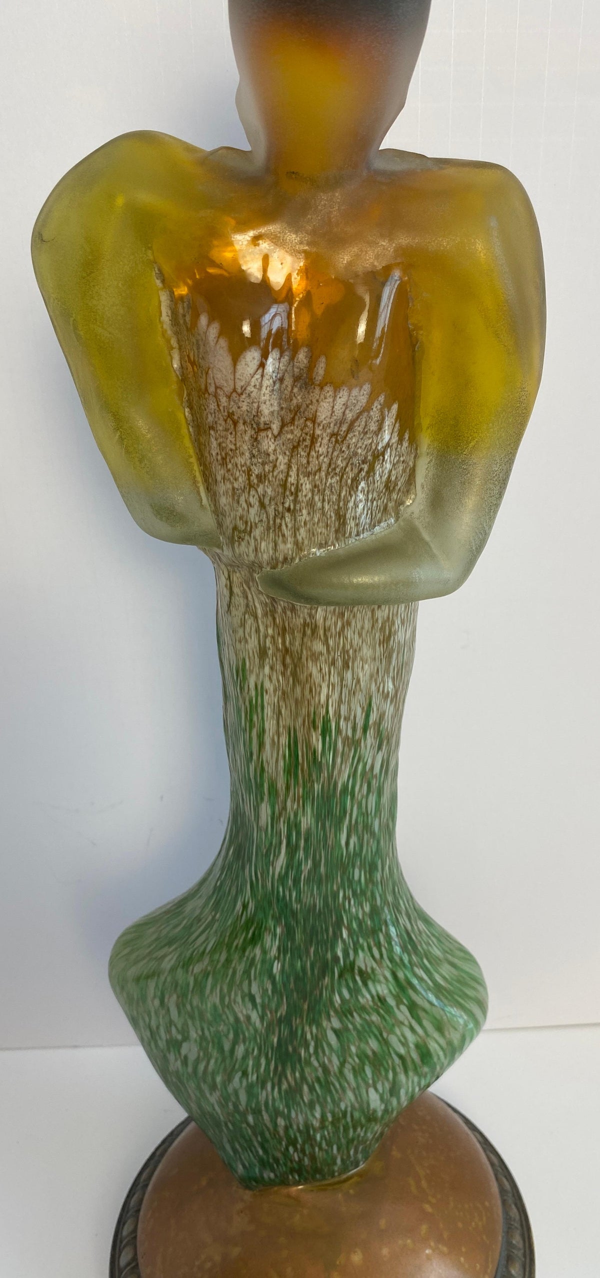 Modern Art Glass Sculpture of a Woman, Art Deco Style Glass Figurative Statue — detail 8