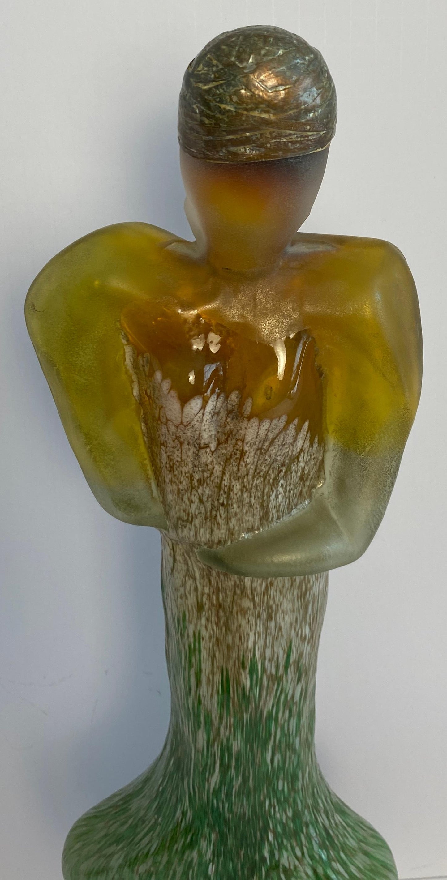 Modern Art Glass Sculpture of a Woman, Art Deco Style Glass Figurative Statue — detail 10