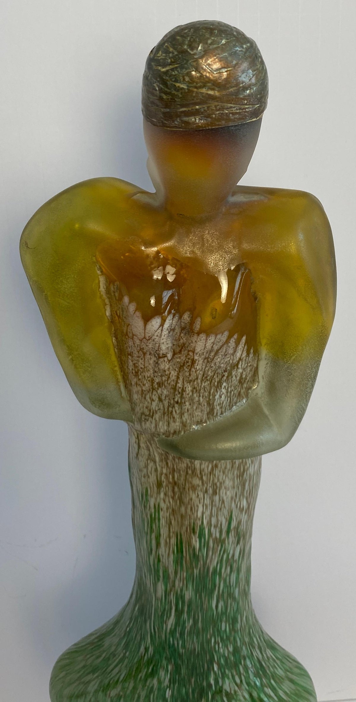 Modern Art Glass Sculpture of a Woman, Art Deco Style Glass Figurative Statue — detail 10