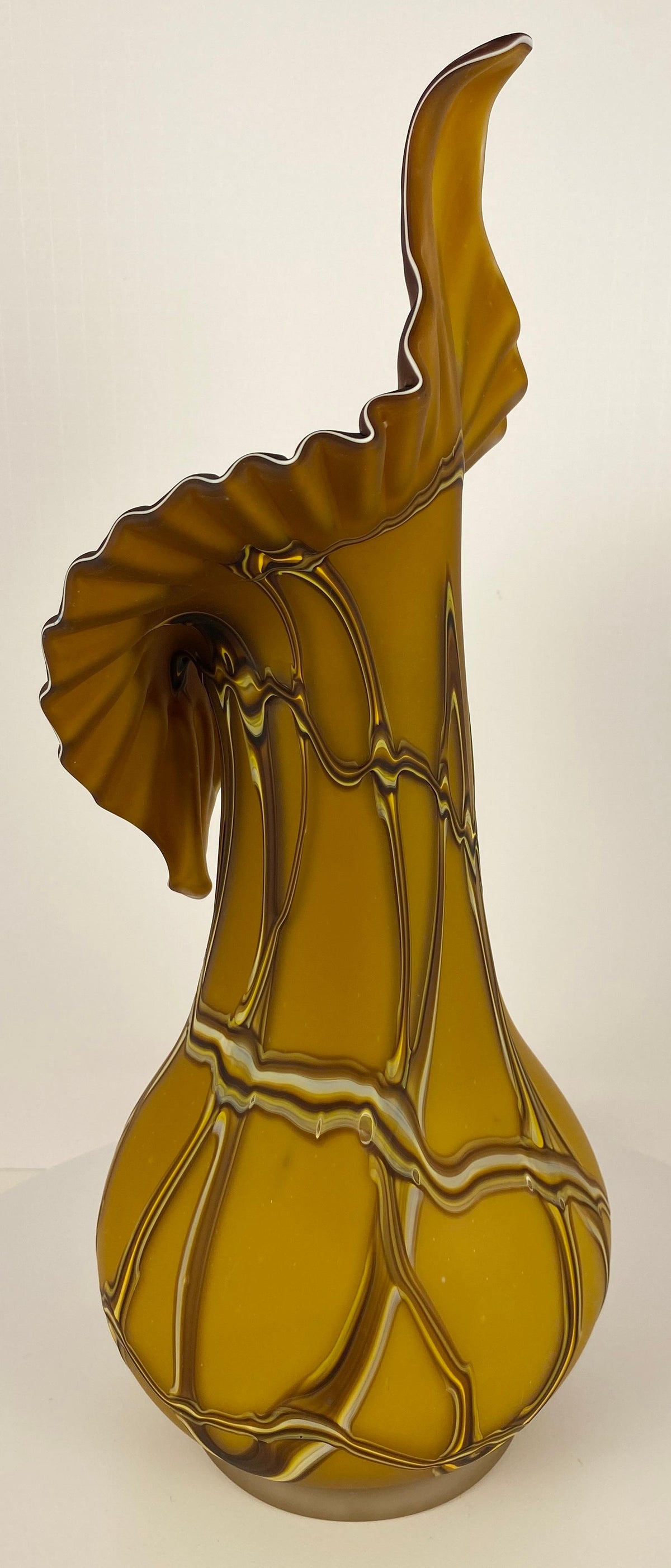 Amber Hand-Blown Art Glass Vase, Baijan Studio Design by Essie Zareh — detail 4