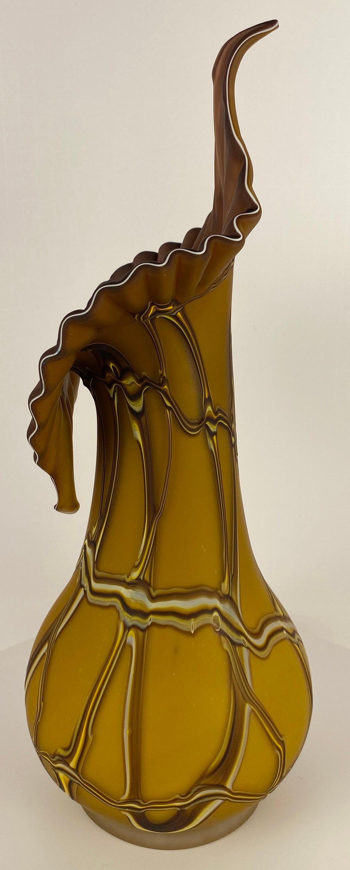 Amber Hand-Blown Art Glass Vase, Baijan Studio Design by Essie Zareh — detail 5