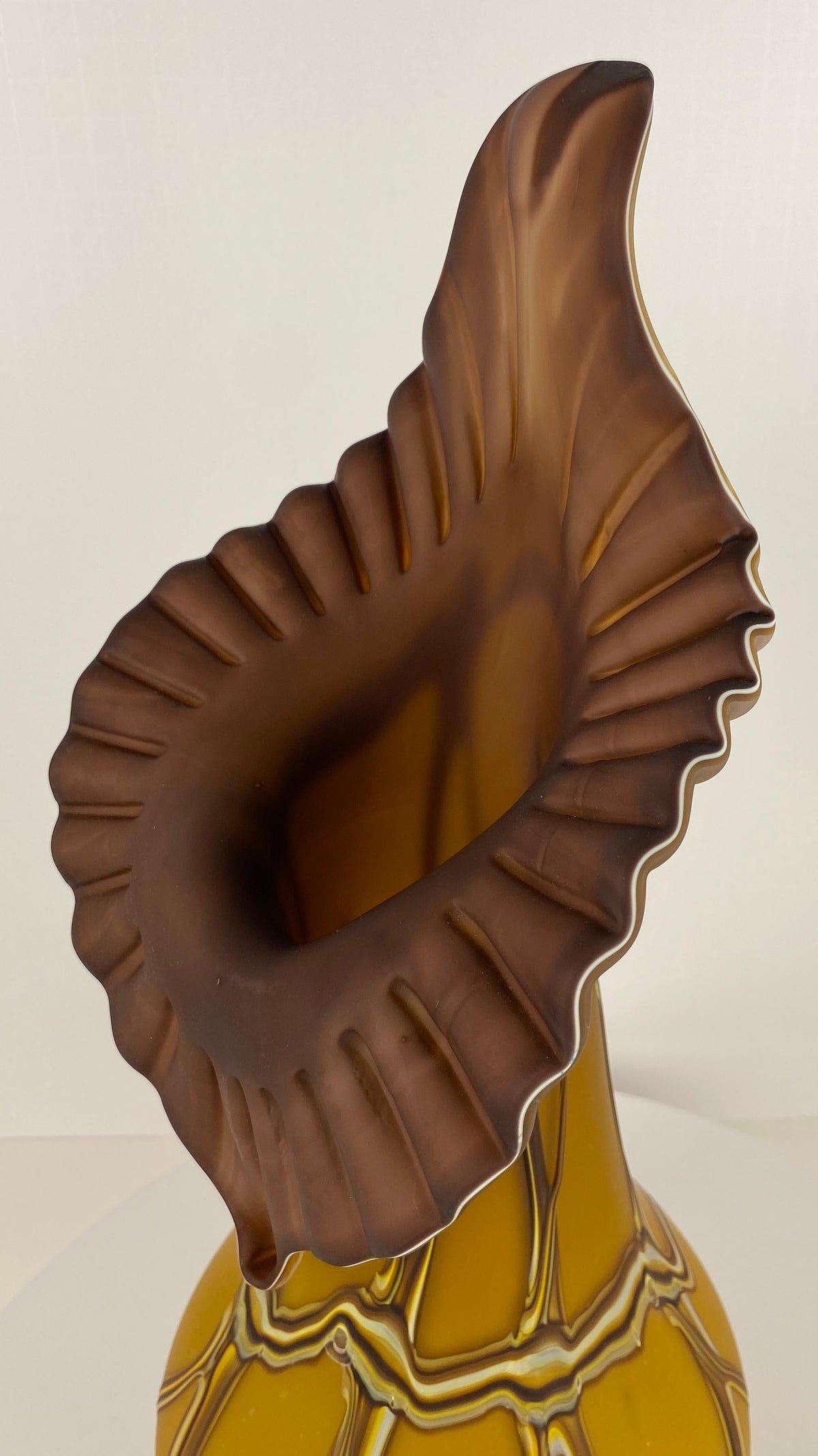 Amber Hand-Blown Art Glass Vase, Baijan Studio Design by Essie Zareh — detail 6