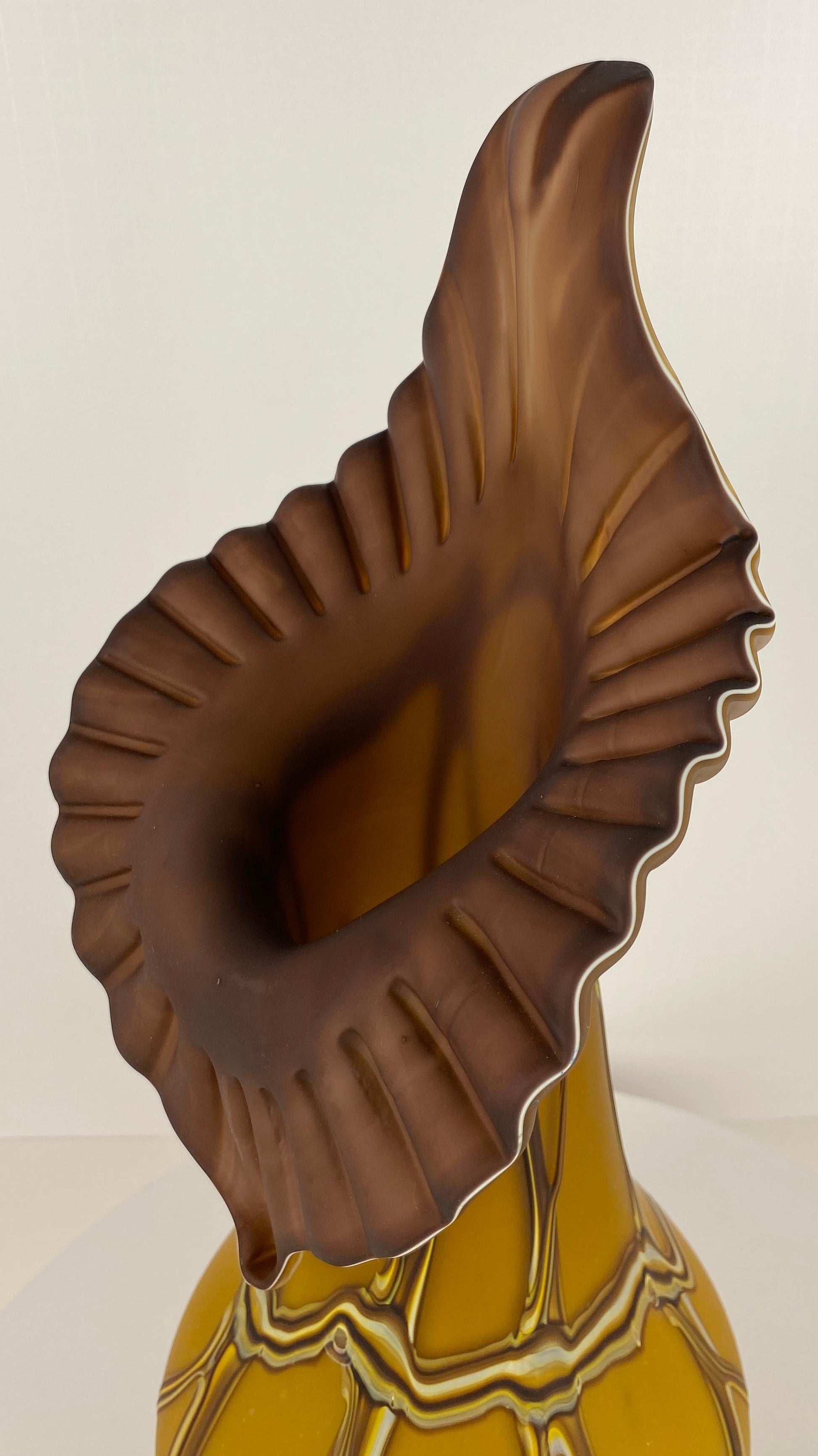 Amber Hand-Blown Art Glass Vase, Baijan Studio Design by Essie Zareh — detail 6