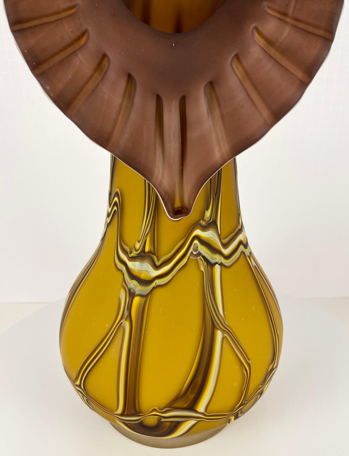 Amber Hand-Blown Art Glass Vase, Baijan Studio Design by Essie Zareh — detail 8