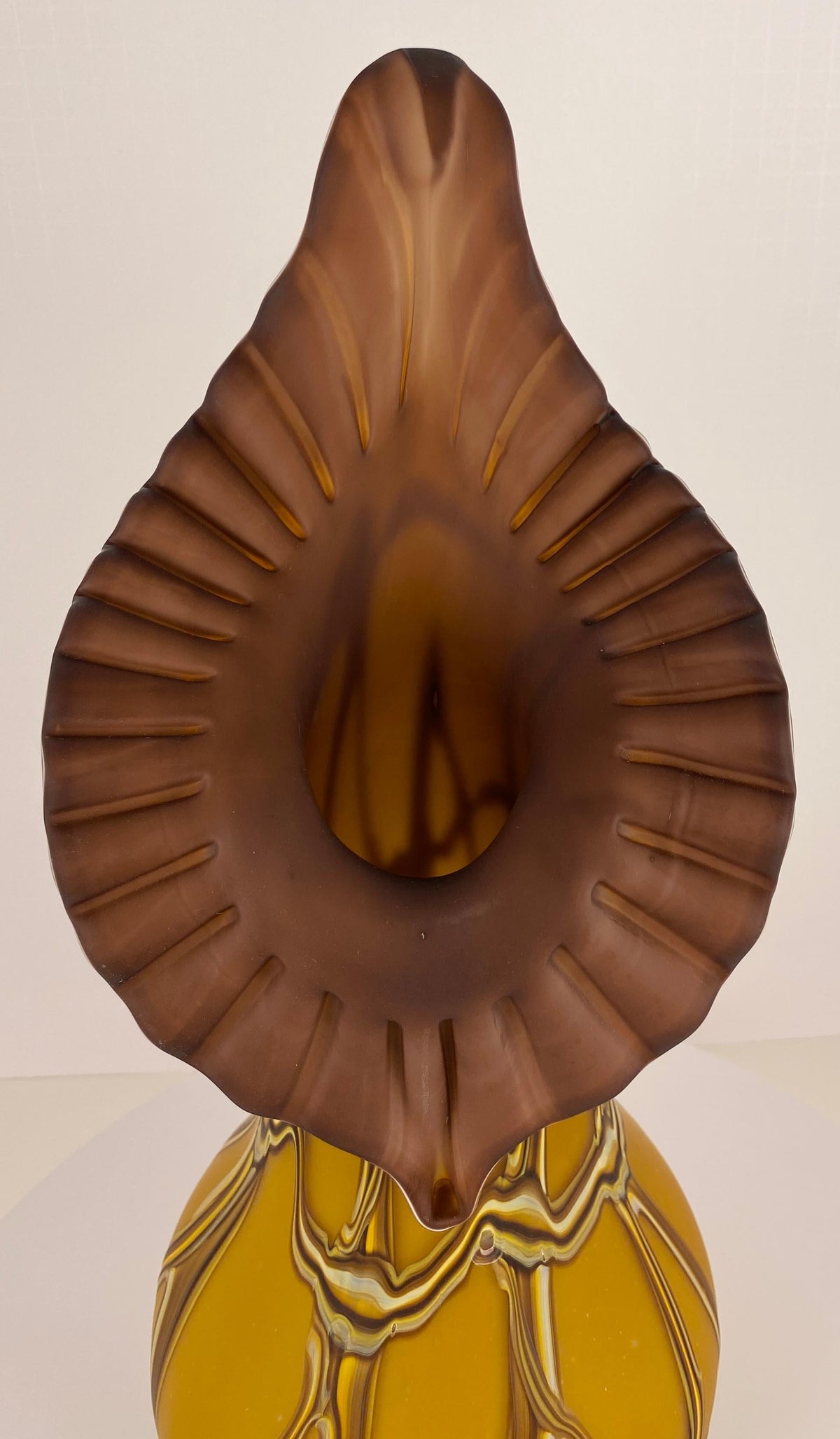 Amber Hand-Blown Art Glass Vase, Baijan Studio Design by Essie Zareh — detail 9