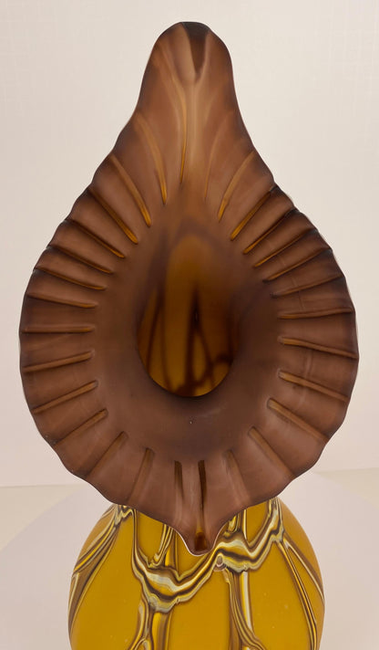Amber Hand-Blown Art Glass Vase, Baijan Studio Design by Essie Zareh — detail 9