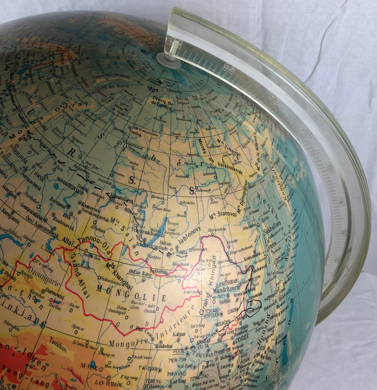 Mid-Century World Map Globe Table Light or Lamp — detail 3