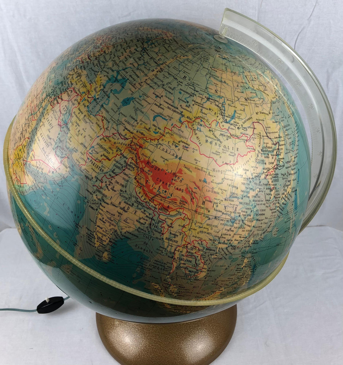Mid-Century World Map Globe Table Light or Lamp — detail 4