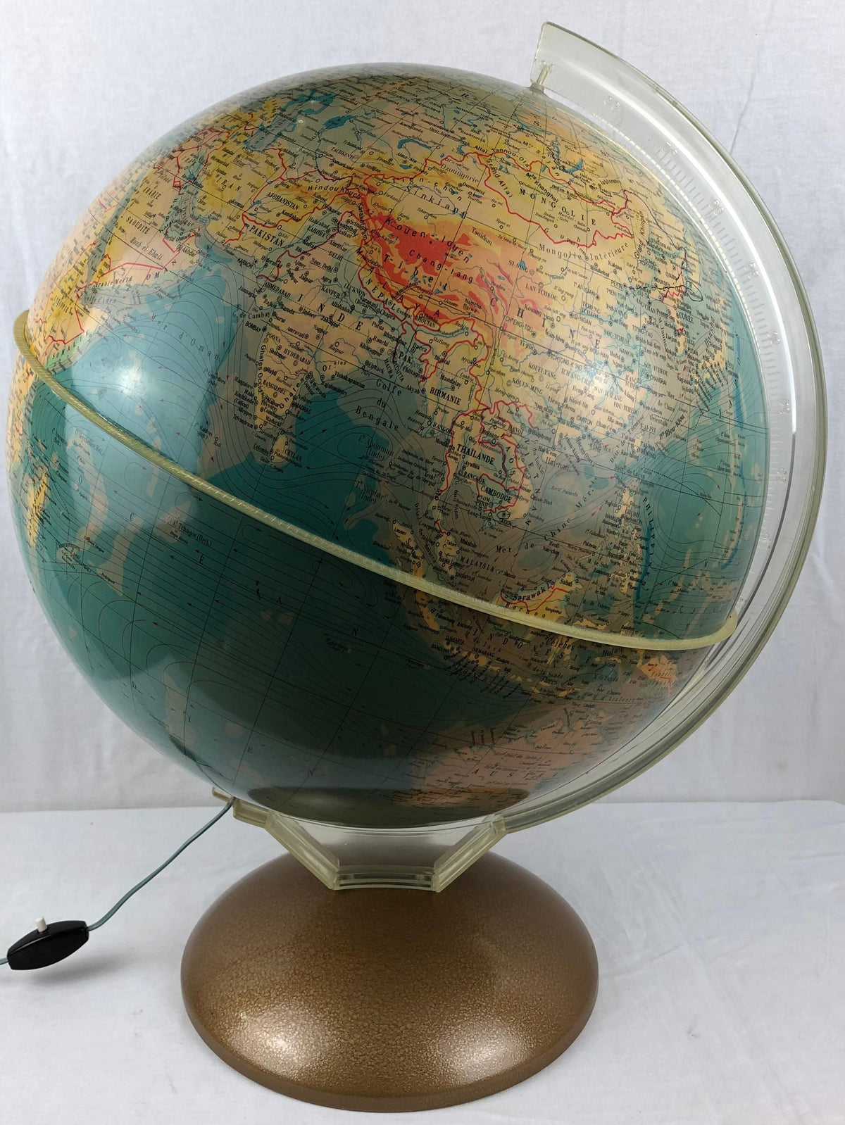 Mid-Century World Map Globe Table Light or Lamp — detail 5