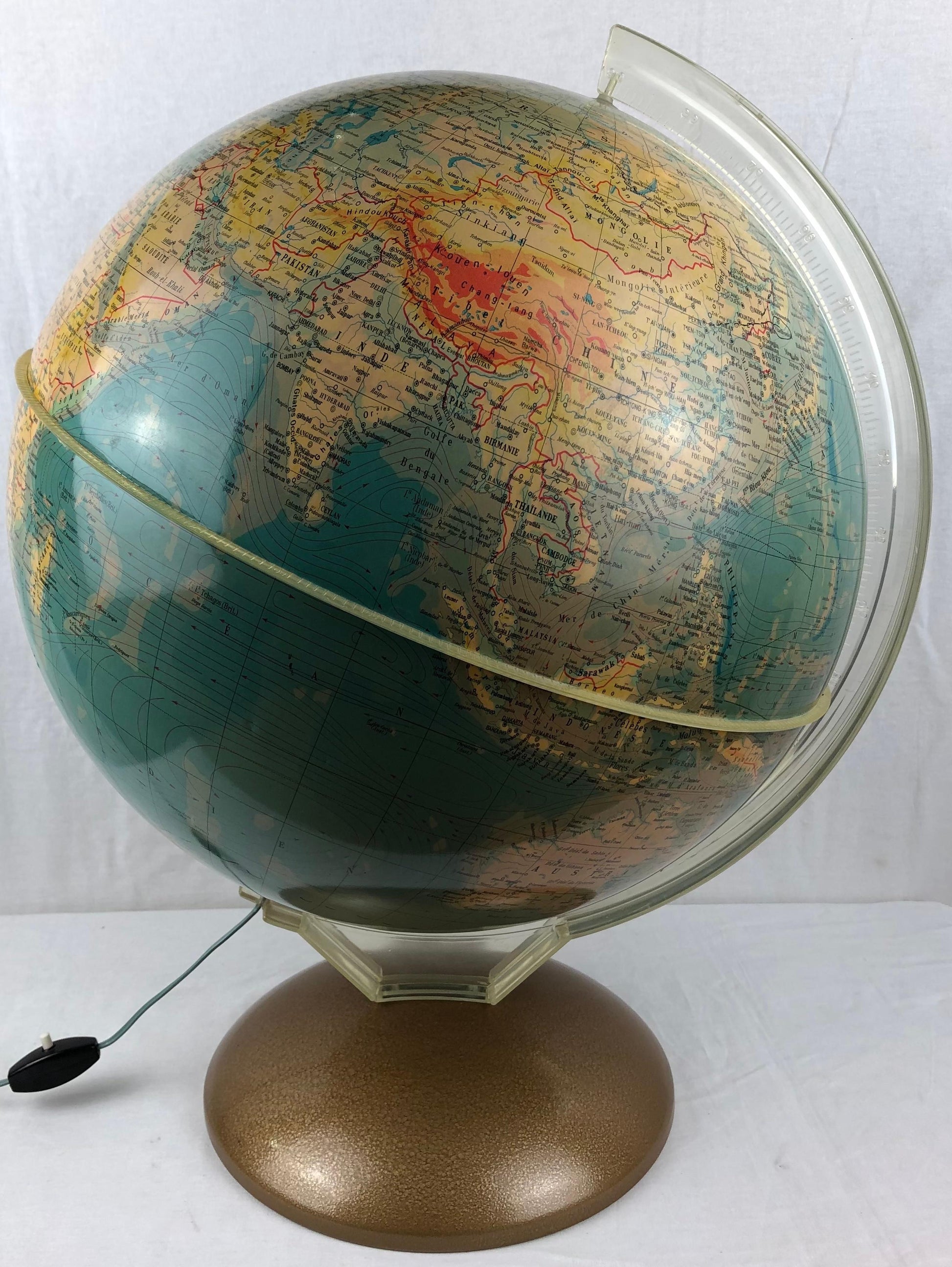 Mid-Century World Map Globe Table Light or Lamp — detail 5