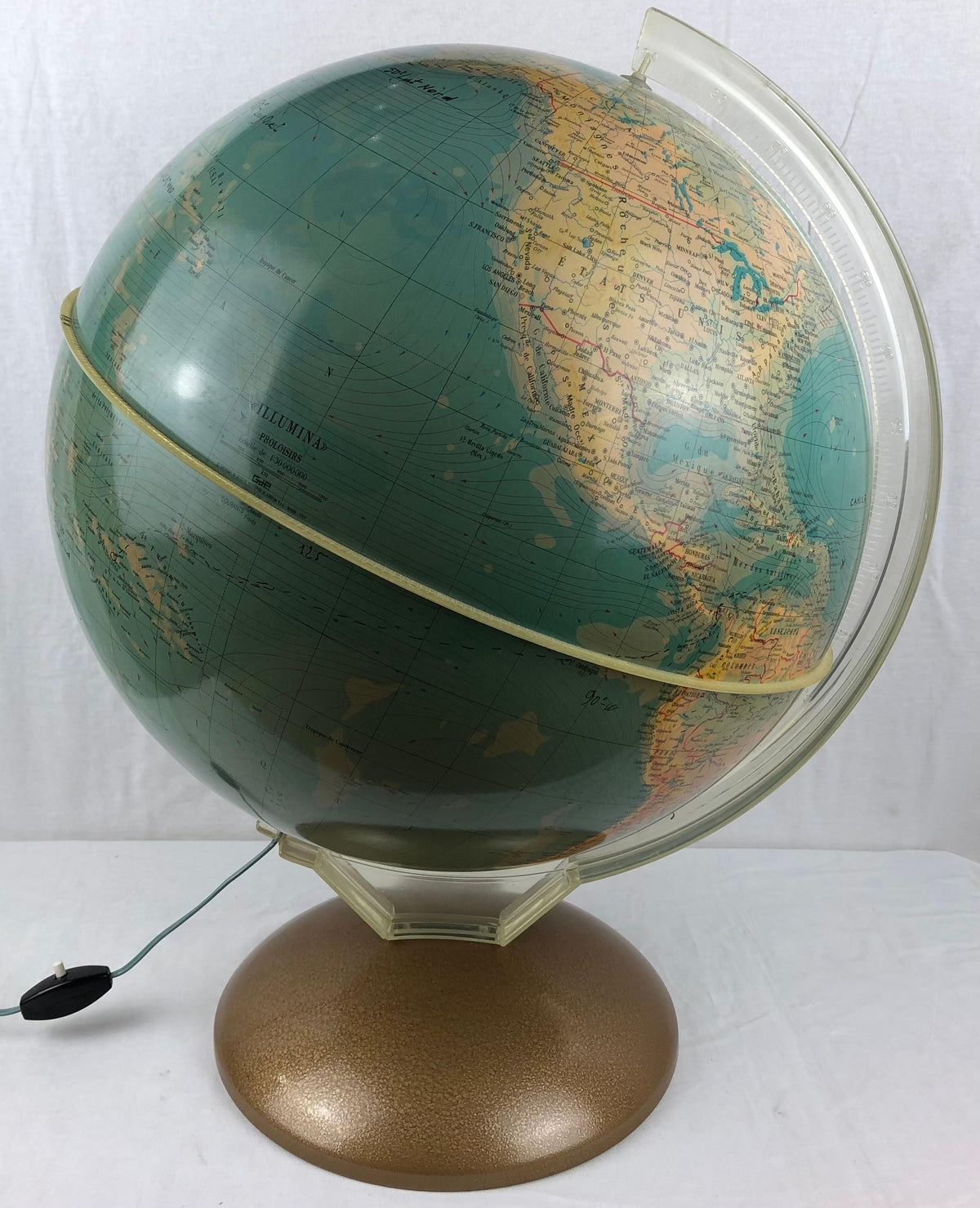 Mid-Century World Map Globe Table Light or Lamp — detail 6