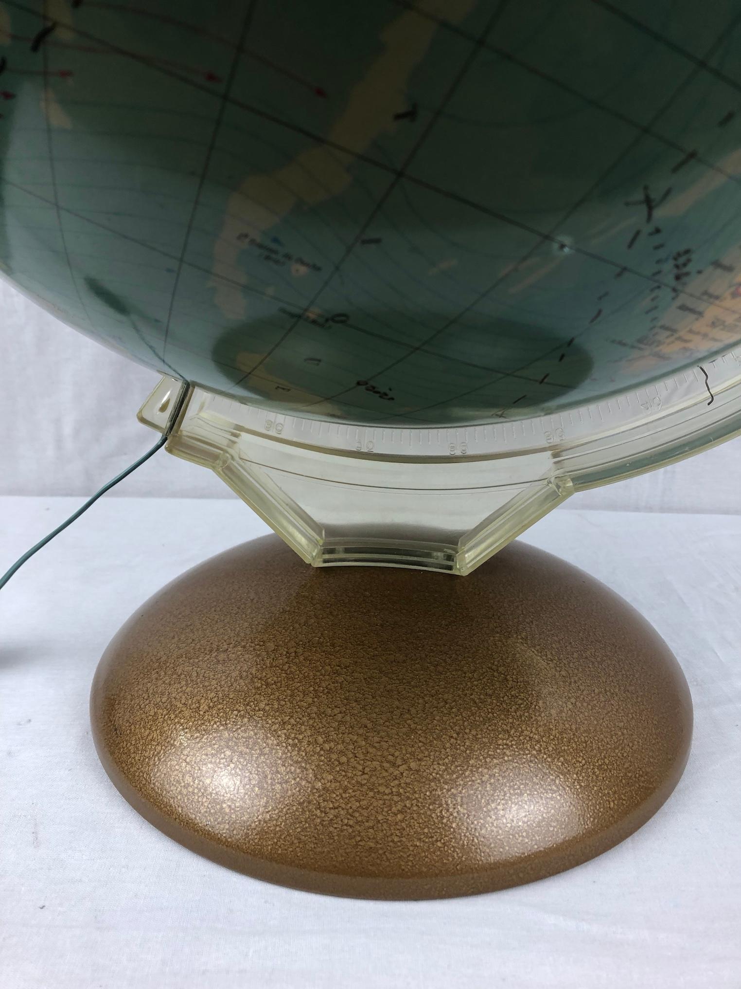 Mid-Century World Map Globe Table Light or Lamp — detail 7