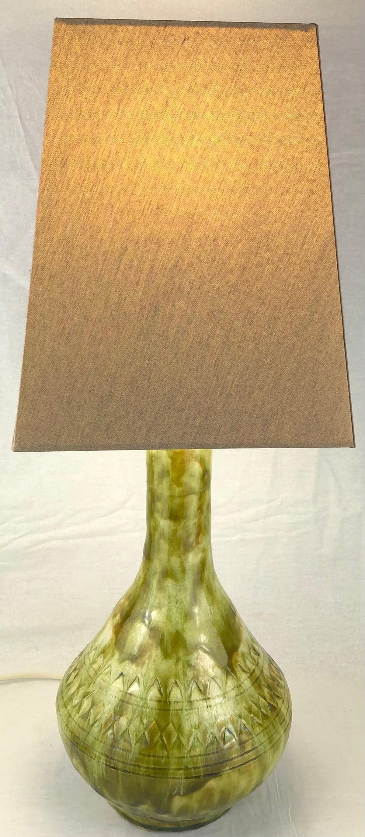 French Midcentury Glazed Ceramic Table Lamp — detail 5