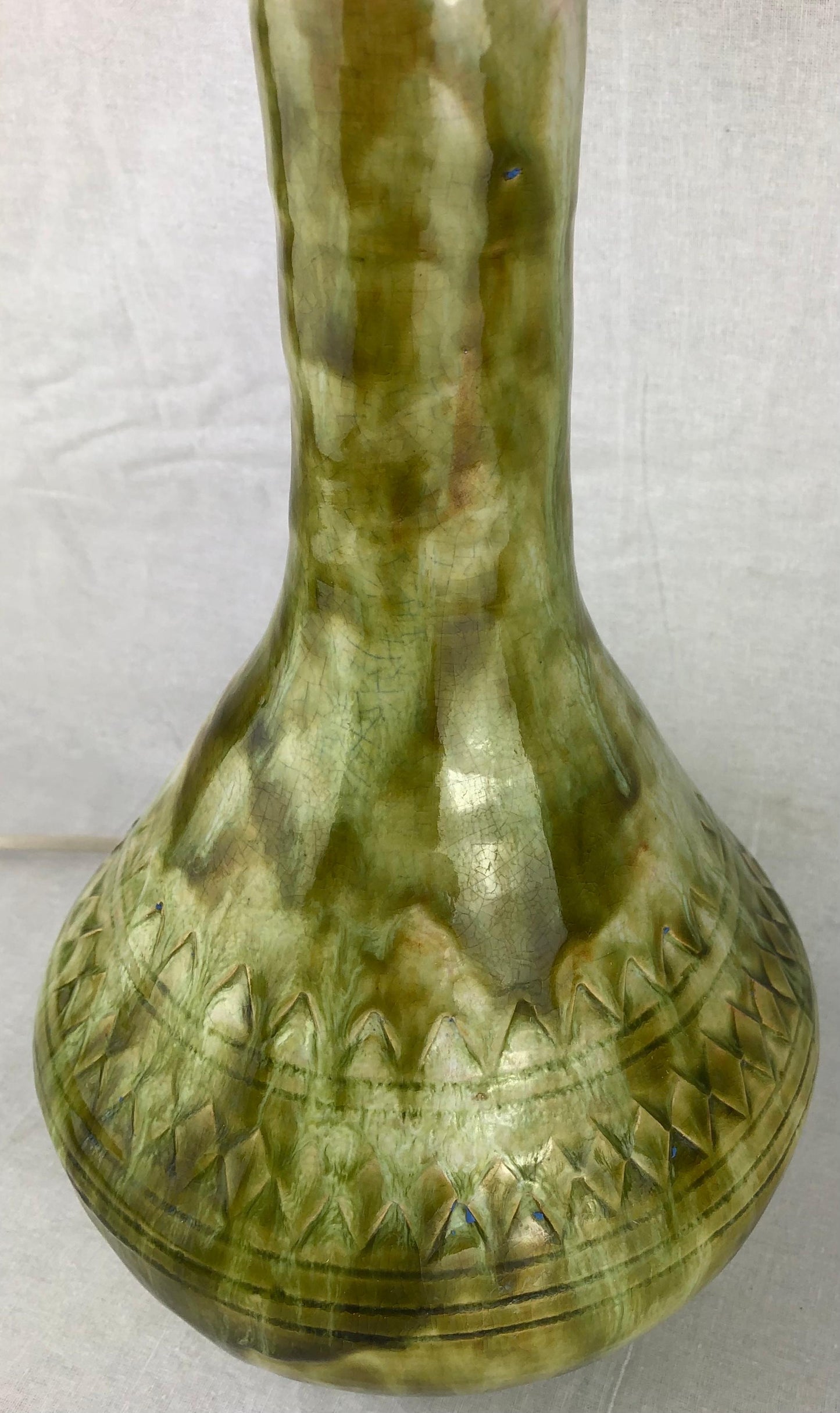 French Midcentury Glazed Ceramic Table Lamp — detail 6