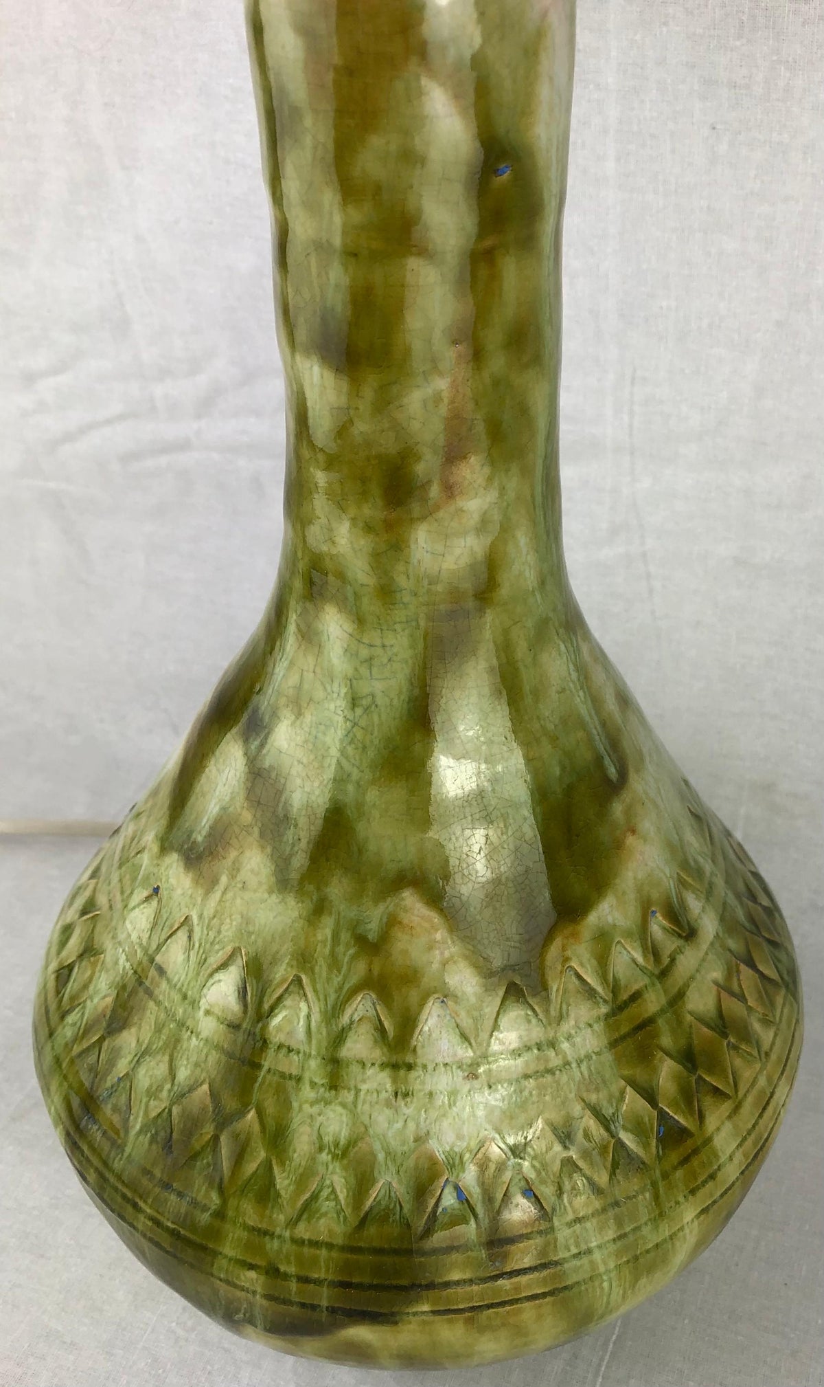 French Midcentury Glazed Ceramic Table Lamp — detail 6