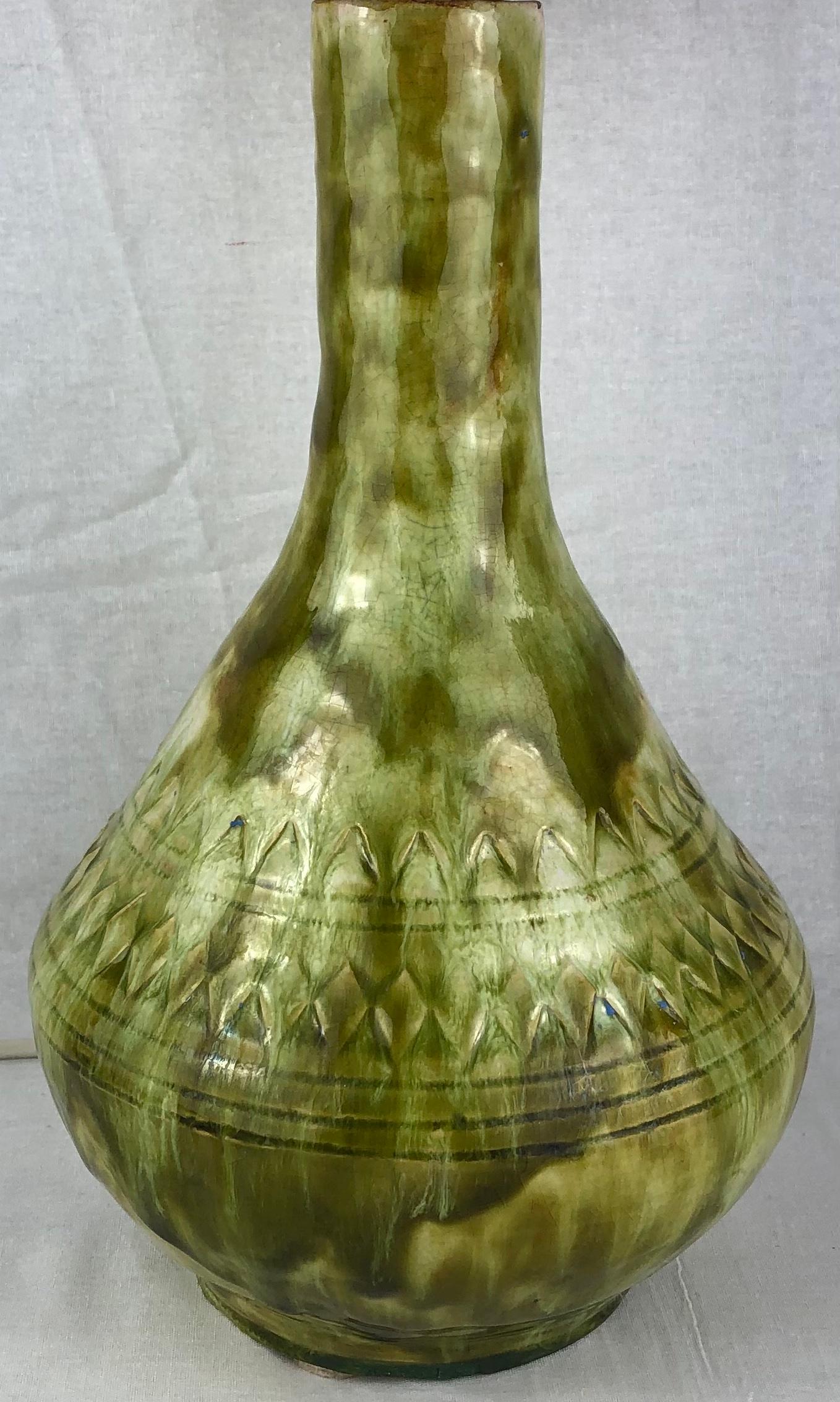 French Midcentury Glazed Ceramic Table Lamp — detail 3