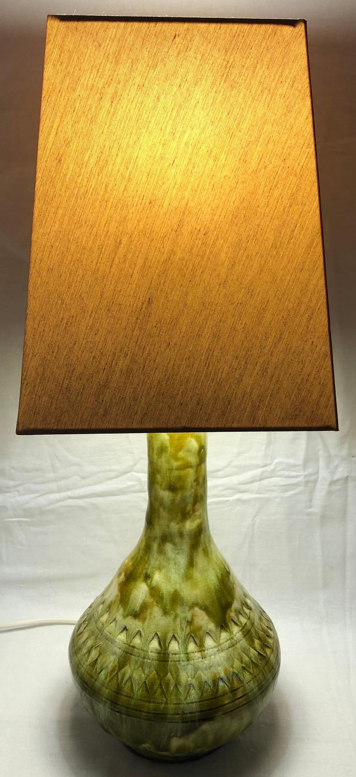 French Midcentury Glazed Ceramic Table Lamp — detail 2