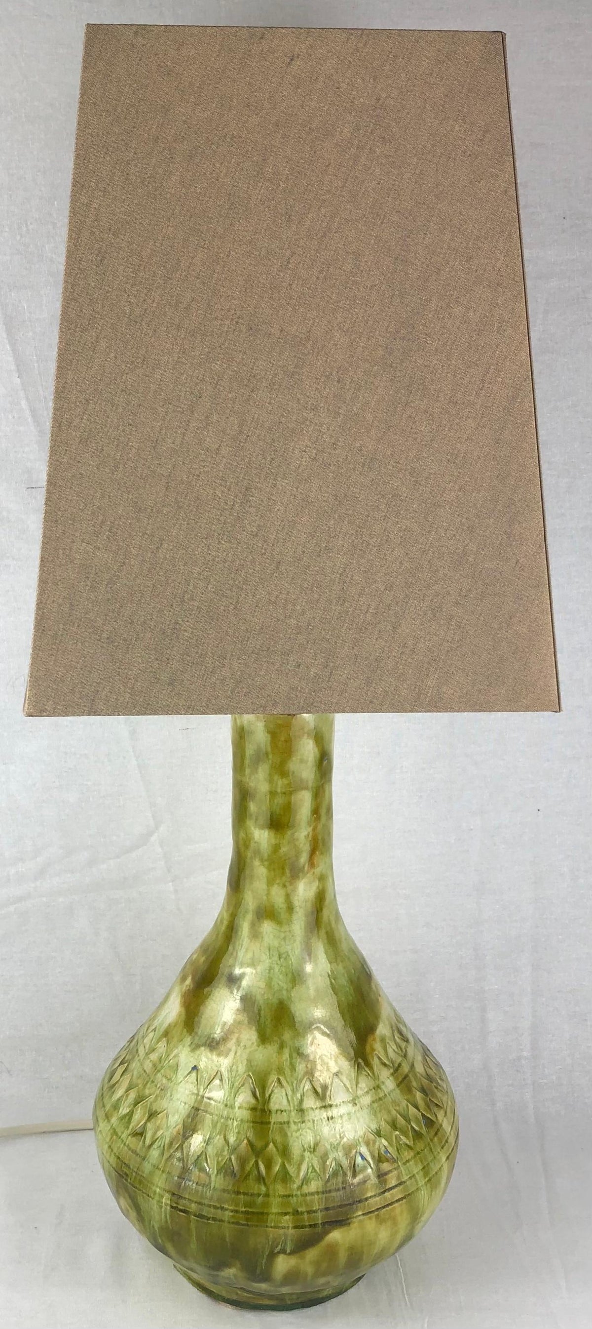 French Midcentury Glazed Ceramic Table Lamp — detail 4