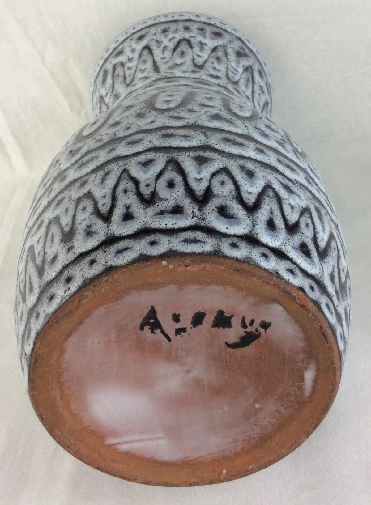 Midcentury French Ceramic Vase from Vallauris, Signed — detail 4