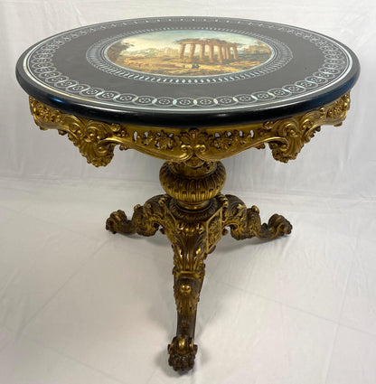 19th Century Louis XV Style Marble & Giltwood Center Table French Gueridon Table — detail 4
