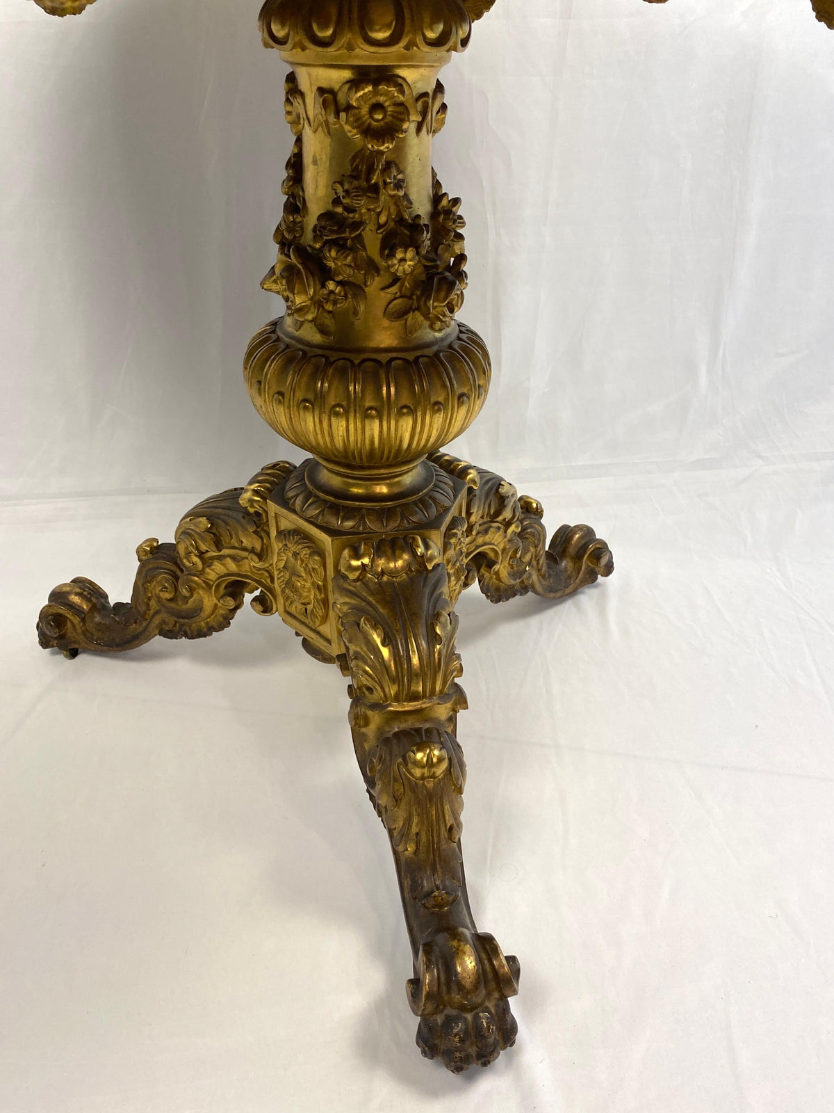 19th Century Louis XV Style Marble & Giltwood Center Table French Gueridon Table — detail 6