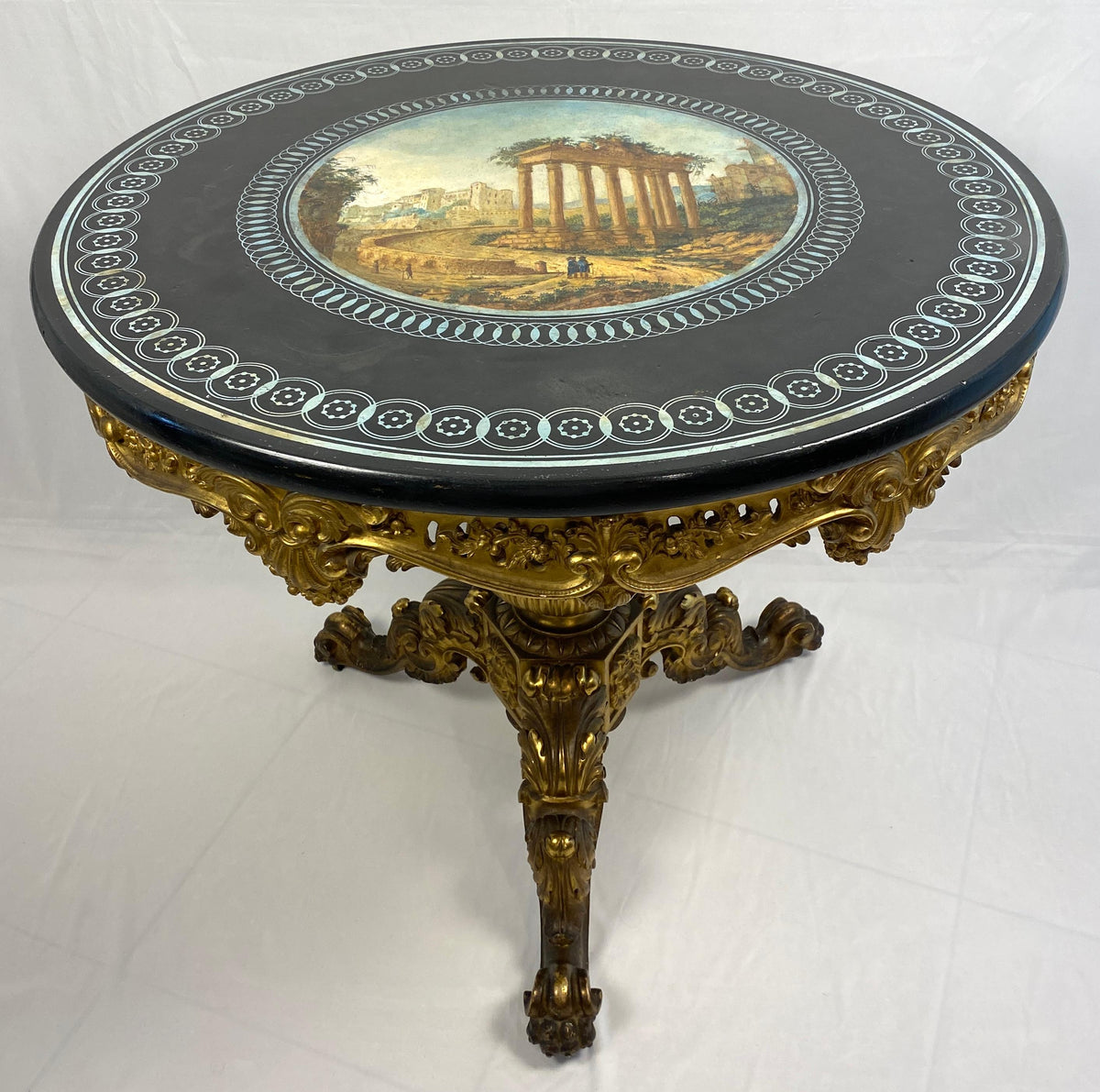 19th Century Louis XV Style Marble & Giltwood Center Table French Gueridon Table — detail 8