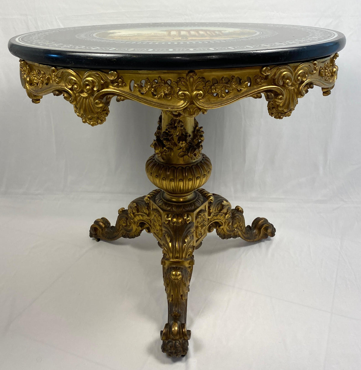 19th Century Louis XV Style Marble & Giltwood Center Table French Gueridon Table — detail 9
