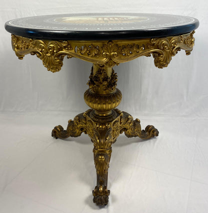 19th Century Louis XV Style Marble & Giltwood Center Table French Gueridon Table — detail 9
