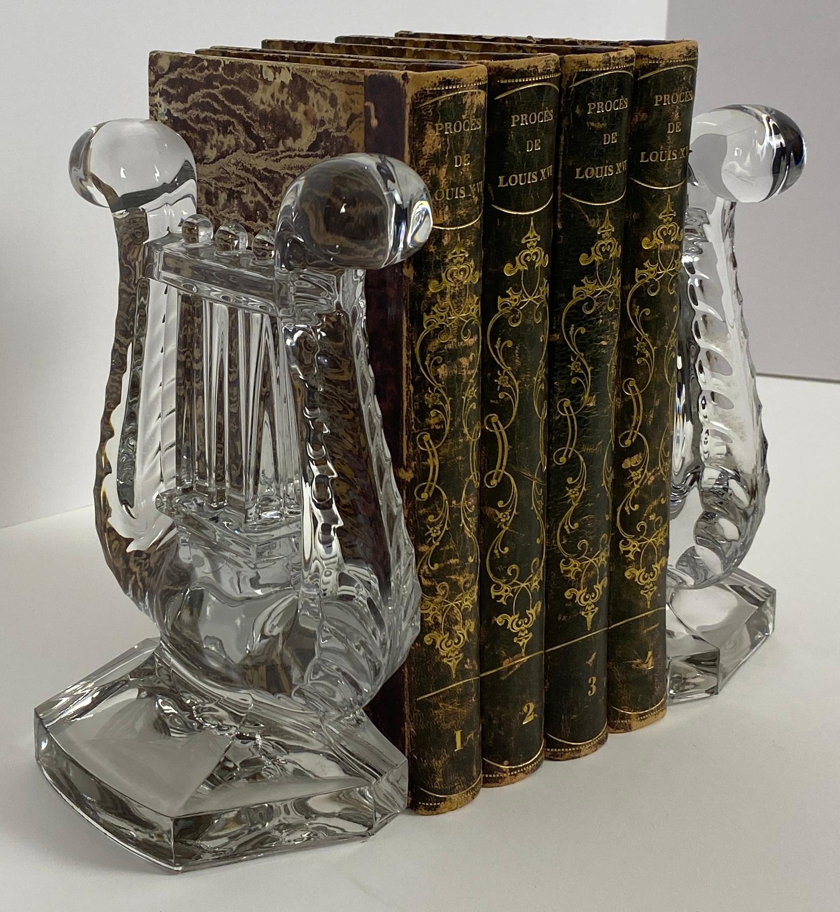 Pair of Crystal Bookends, Harp Shaped — detail 2