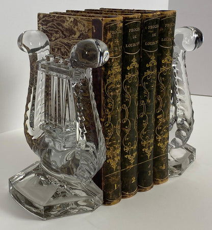 Pair of Crystal Bookends, Harp Shaped — detail 2