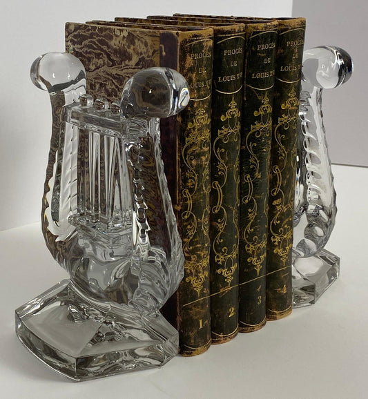 Pair of Crystal Bookends, Harp Shaped — detail 2