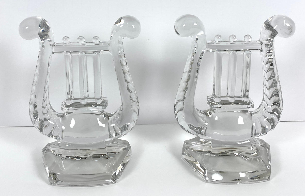 Pair of Crystal Bookends, Harp Shaped — detail 4
