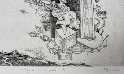 Original French Surrealist Engraving Print — detail 3