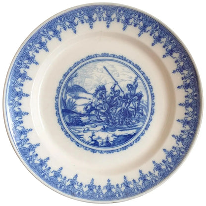 Large 18th Century French Blue and White Delft Charger or Decorative Plate — detail 6