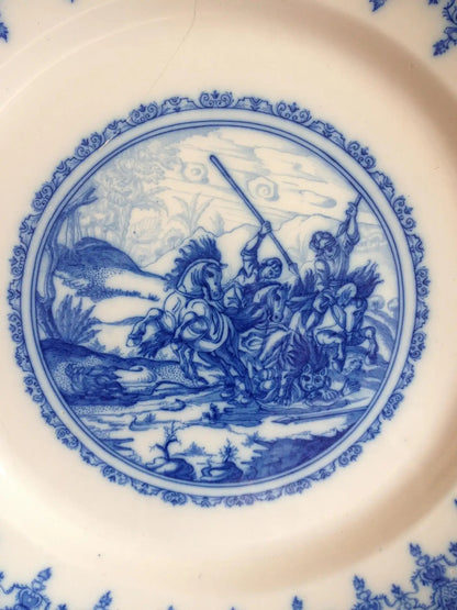 Large 18th Century French Blue and White Delft Charger or Decorative Plate — detail 4